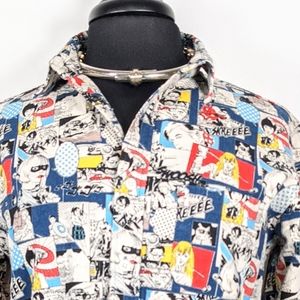 Rare Suehiro Maruo Japan retro comic graphic button down thick Flannel